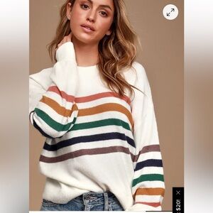 Lulu's Heart to Heart Ivory Multi Striped Sweater Size XSmall